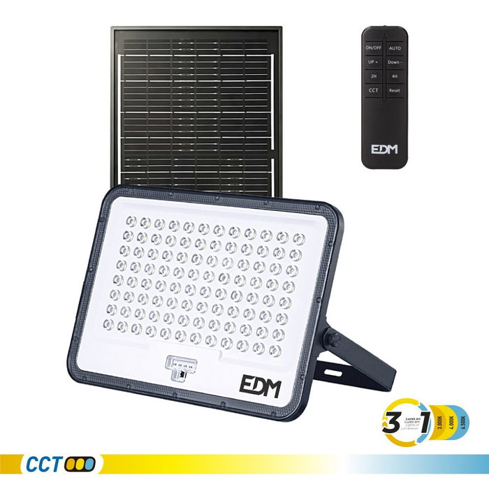Edm Projecteur LED Solaire 200W 2200 lm 3CCT Edm Projecteur LED Solaire 200W 2200 lm 3CCT