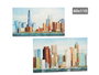 Giftdecor Tableau Toile Peinte Ville Couleurs 60x110 cm Surtis (Set de 2)