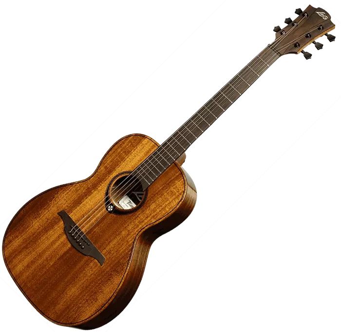 Lag Tramontane 98 Parlor Guitare Folk Électroacoustique Caoba Solide Naturel Brillant Stage Lag