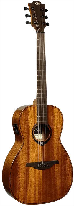 Lag Tramontane 98 Parlor Guitare Folk Électroacoustique Caoba Solide Naturel Brillant Stage Lag