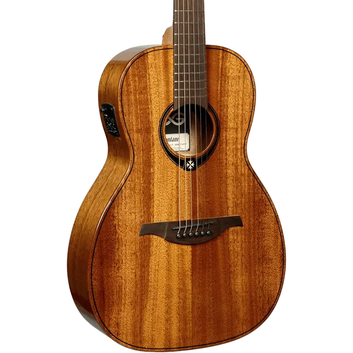 Lag Tramontane 98 Parlor Guitare Folk Électroacoustique Caoba Solide Naturel Brillant Stage Lag