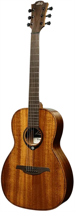 Lag Tramontane 98 Parlor Guitare Folk Électroacoustique Caoba Solide Naturel Brillant Stage Lag