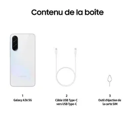 Samsung Galaxy A36 5G Smartphone 128 Go Blanc - Ecran 6.7" Super AMOLED 120Hz, Appareil Photo Principal 50MP avec Stabilisation, Selfie 12MP HDR, Charge Rapide 45W