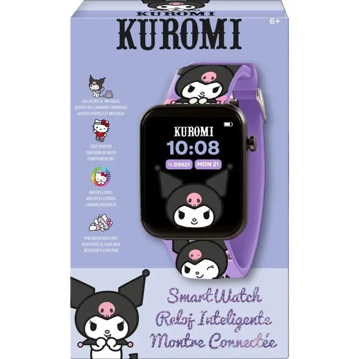 Kids Licensing Montre Connectée Multifonctions Hello Kitty KU00013 - Affichage Analogique/Numerique, Podomètre, Calculatrice, App iOS/Android, Rechargeable