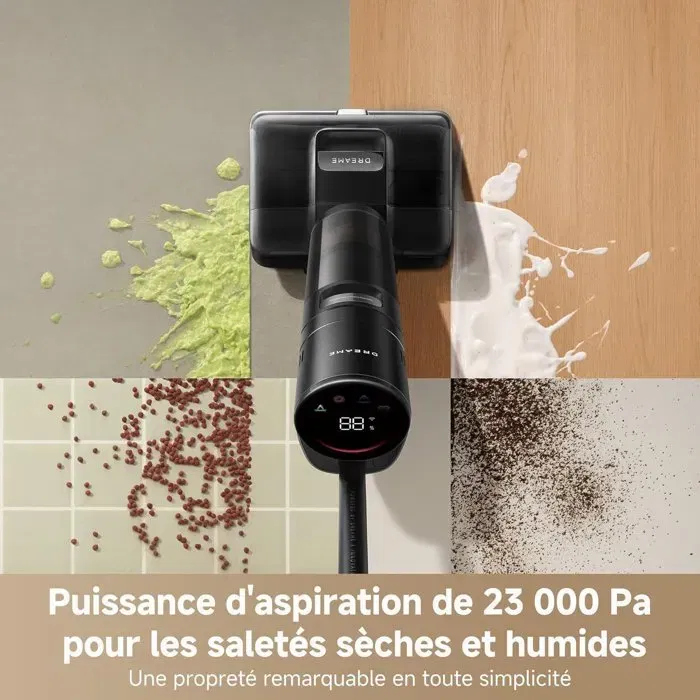 Dreame H15 Pro FoamWash Aspirateur Laveur et Serpillère Robot à Mousse Ciblée, Bras IA 2.0, Aspiration 23000 Pa, Nettoyage à l'Eau Chaude
