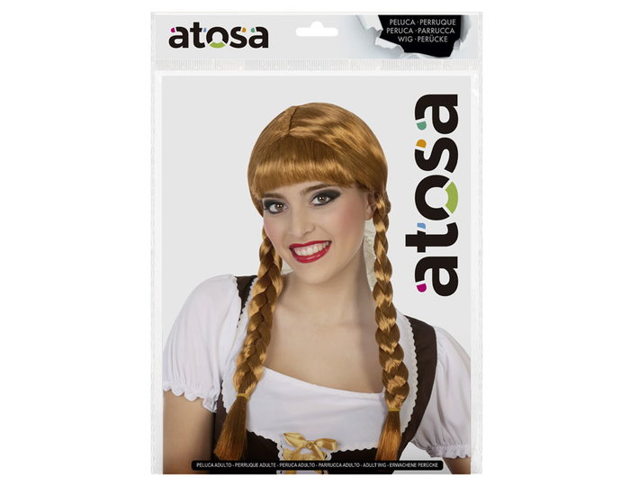 BigBuy Carnival Perruque Marron avec Deux Tresses