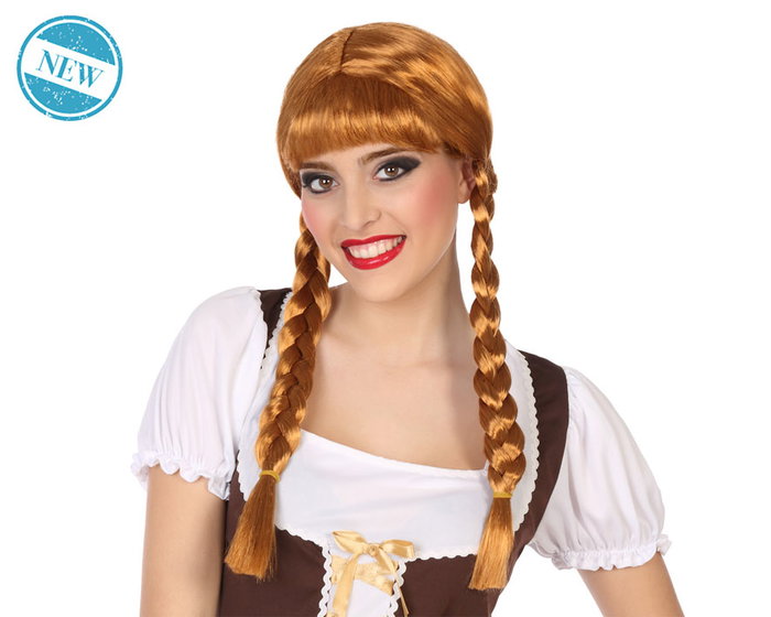BigBuy Carnival Perruque Marron avec Deux Tresses