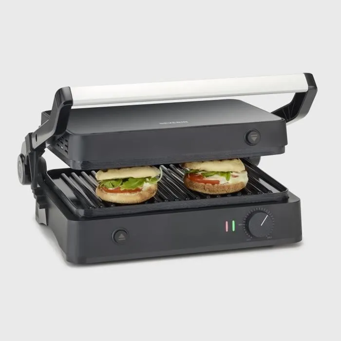 Severin Gril Electrique Multifonction KG2398 1800W, Plaques Amovibles 30x22 cm avec Revetement Ceramique Antiadhesif, pour Viandes, Paninis, Poissons, Legumes