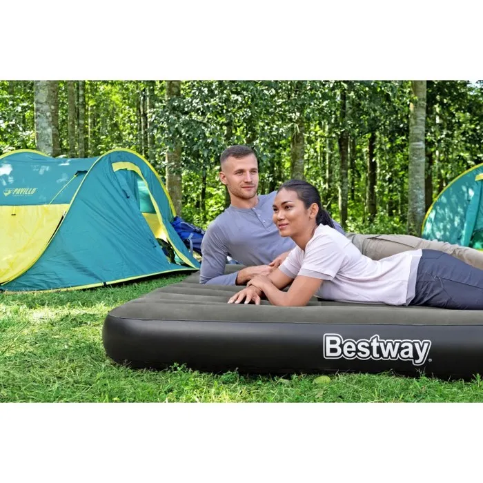 Bestway Matelas Gonflable Tritech pour 2 Personnes - 2,03 m x 1,52 m x 25 cm - Confortable et Durable pour Camping