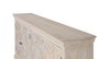 GINER Y COLOMER Buffet 4 portes en bois de manguier massif couleur sable fabriqué à la main - Avec sculptures et étagères intérieures