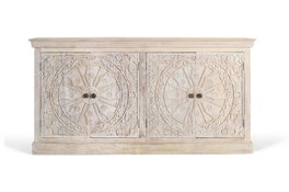 GINER Y COLOMER Buffet en bois de manguier avec 4 portes sculptées main - Arena