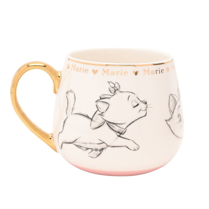 Widdop & Co Tasse Marie Les Aristochats Disney en Porcelaine de Chine avec Détails Dorés et Illustrations Esquissées