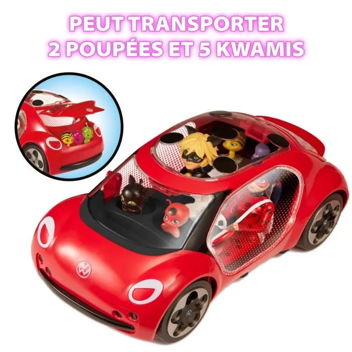 Bandai Miraculous Ladybug Volkswagen e-Beetle Décapotable - Voiture Jouet avec Kwamis - À partir de 4 ans