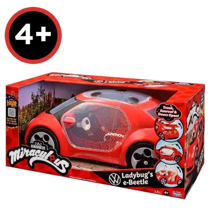 Bandai Miraculous Ladybug Volkswagen e-Beetle Décapotable - Voiture Jouet avec Kwamis - À partir de 4 ans