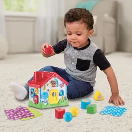 VTech Baby Ma Maison Premières Manipulations - Maison d'activités en plastique végétal avec 6 faces et 10 pièces de jeu - Jouet d'éveil pour enfants de 9 à 36 mois