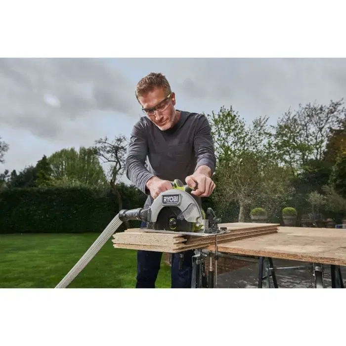RYOBI Scie circulaire sans fil 18V Brushless RCS18BL-0 - Lame 184 mm 24 dents - Vitesse 4500 tr/min - Coupes à 90° et 45° - Compatible batteries OnePlus