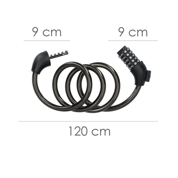 WOLFPACK LINEA PROFESIONAL Câble de vélo en spirale avec combinaison 12 mm x 120 cm