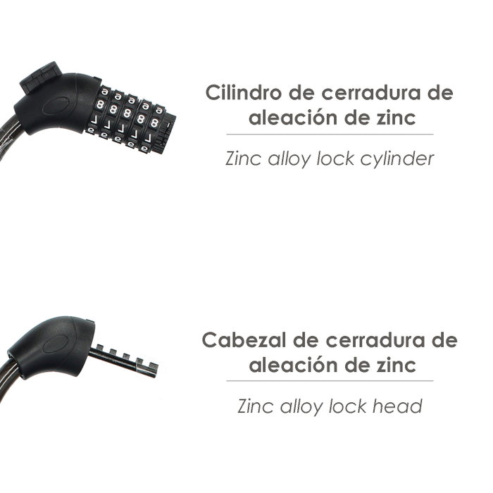 WOLFPACK LINEA PROFESIONAL Câble de vélo en spirale avec combinaison 12 mm x 120 cm