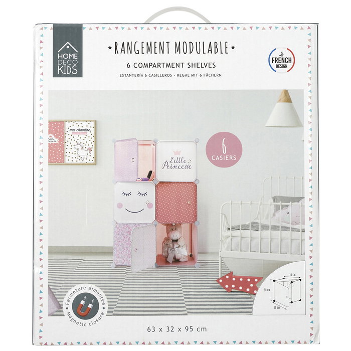 Home Deco Kids Étagère Modulaire 6 Cubes Rose Home Deco Kids Étagère Modulaire 6 Cubes Rose