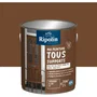 Ripolin - Peinture multi-supports 2 litres - Bois, fer, aluminium, béton, PVC - Mat - Teinte Châtaigner RAL 8007 - Résistante aux intempéries et à l'humidité