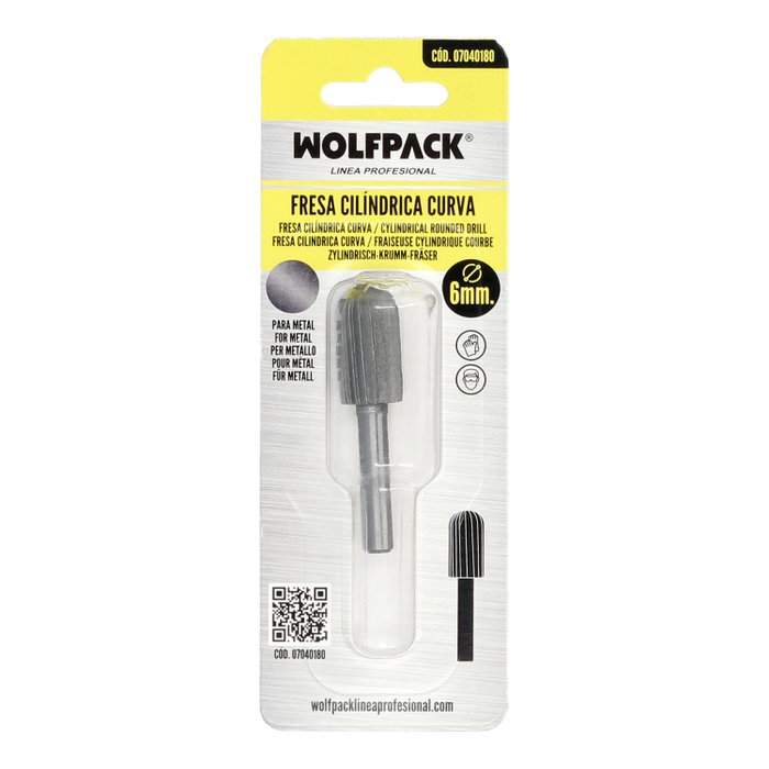 WOLFPACK LINEA PROFESIONAL Fresa Rotativa Para Metal Cilindrica Curva Ø 12 mm. x 30 mm. Ø 6 mm. Spitze WOLFPACK LINEA PROFESIONAL Fresa Rotativa Para Metal Cilindrica Curva Ø 12 mm. x 30 mm. Ø 6 mm. Spitze