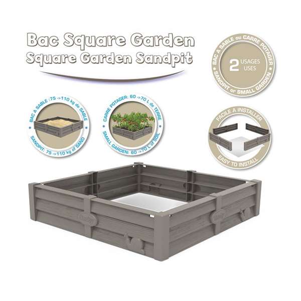 Smoby Arenoir de 60-70 litres à 2 usages - pour jouer et cultiver - 77 x 76 x 17 cm - en plastique
