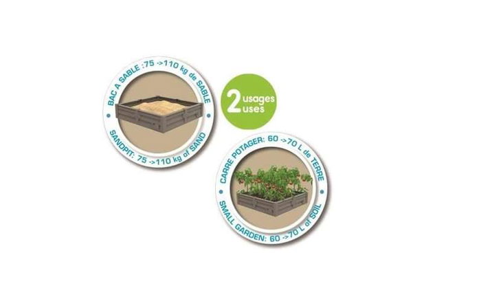 Smoby Arenoir de 60-70 litres à 2 usages - pour jouer et cultiver - 77 x 76 x 17 cm - en plastique