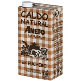 ANETO Caldo Natural De Puchero 1 Lt - Bouillon de Pot-au-Feu Naturel 1 Litre, Sans Gluten Ni Lactose
