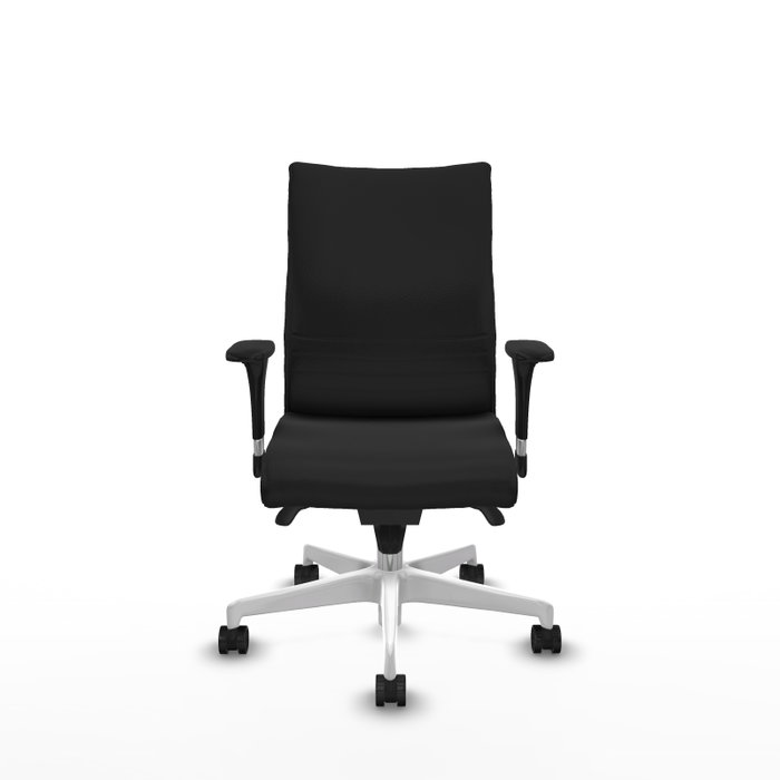 Piqueras Y Crespo Chaise de bureau Albacete, mécanisme synchrone, similicuir noir, base blanche