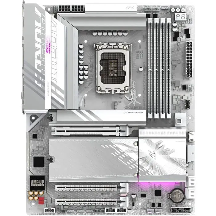 Gigabyte Carte mère Z890 A ELITE WF7 ICE, ATX, Socket 1851, Intel Z890, 4x DDR5, M.2 PCIe 5.0, Thunderbolt 4, LAN 2.5 GbE, Wi-Fi 7 Bluetooth 5.4 Gigabyte Carte mère Z890 A ELITE WF7 ICE, ATX, Socket 1851, Intel Z890, 4x DDR5, M.2 PCIe 5.0, Thunderbolt 4, LAN 2.5 GbE, Wi-Fi 7 Bluetooth 5.4