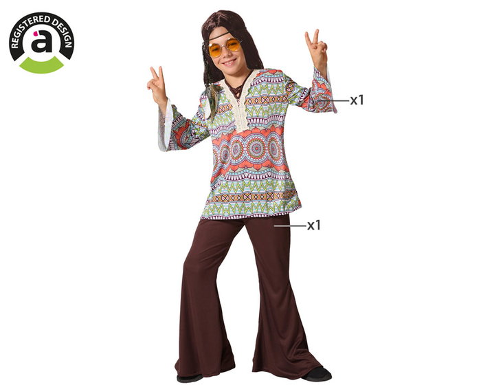 Disfraz Hippie Niño Marrón Infantil Multicolor Disfraz Hippie Niño Marrón Infantil Multicolor