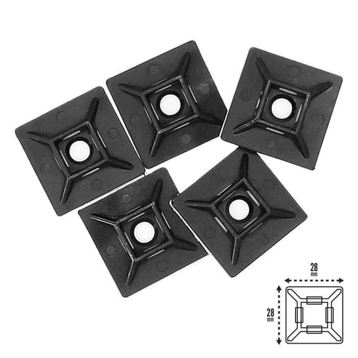 WOLFPACK LINEA PROFESIONAL Base Adhésive pour Serre-câbles 28x28 mm, Noire, 100 Unités WOLFPACK LINEA PROFESIONAL Base Adhésive pour Serre-câbles 28x28 mm, Noire, 100 Unités