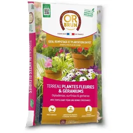 Or Brun Terreau pour Plantes Fleuries et Géraniums OBRTGER20N - Sac de 20 Litres pour une Floraison Abondante