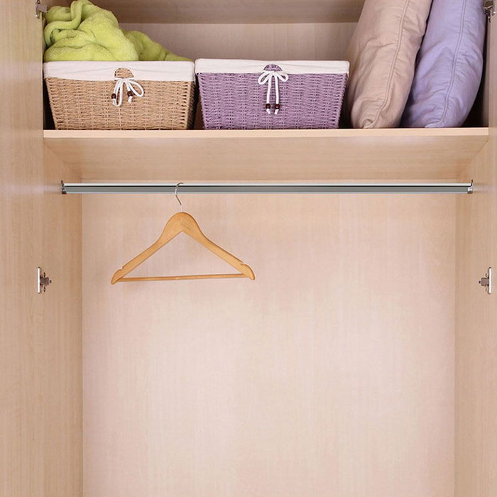 Cintacor Barre d'armoire métal ovale blanc 150 cm Ø15x25 mm