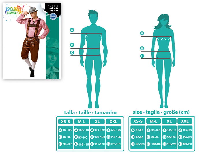 Wiesn - Costume Allemand pour Homme Adulte - Taille XS-S - Composition : Chemise et Pantalon en Polyester - Couleur Marron