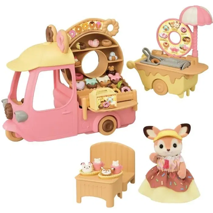 Sylvanian Families - 5808 - Chariot de donuits avec maman Biche, présentoir, table, chaise et véhicule - Jeu de création pour enfants Sylvanian Families - 5808 - Chariot de donuits avec maman Biche, présentoir, table, chaise et véhicule - Jeu de création pour enfants