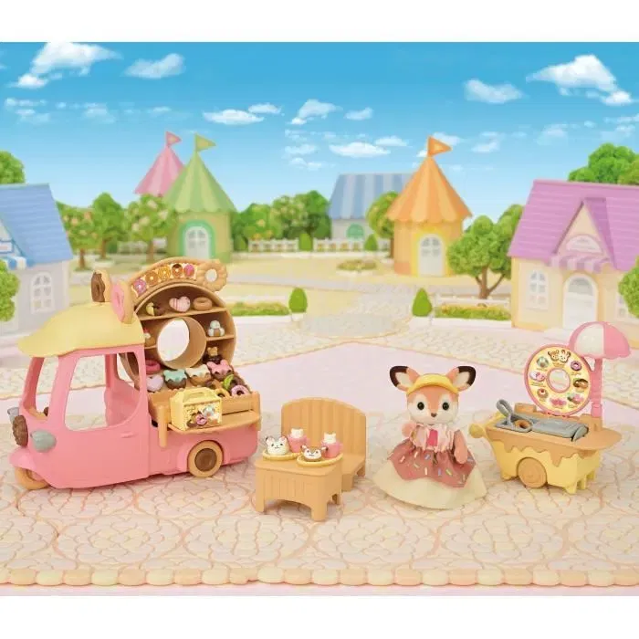 Sylvanian Families - 5808 - Chariot de donuits avec maman Biche, présentoir, table, chaise et véhicule - Jeu de création pour enfants Sylvanian Families - 5808 - Chariot de donuits avec maman Biche, présentoir, table, chaise et véhicule - Jeu de création pour enfants