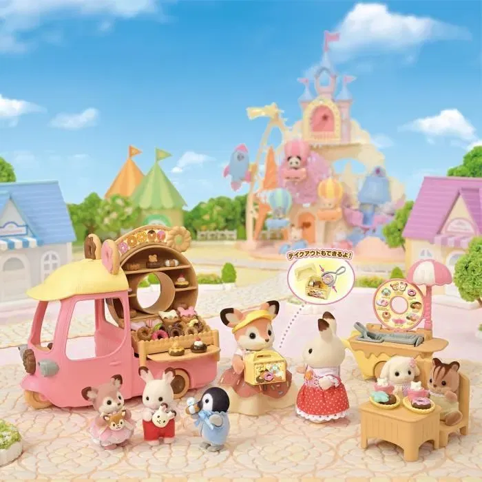Sylvanian Families - 5808 - Chariot de donuits avec maman Biche, présentoir, table, chaise et véhicule - Jeu de création pour enfants Sylvanian Families - 5808 - Chariot de donuits avec maman Biche, présentoir, table, chaise et véhicule - Jeu de création pour enfants