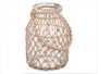 Giftdecor Porte-bougie en verre et corde naturelle 20 x 30 x 20 cm Transparent Naturel (Set de 4)