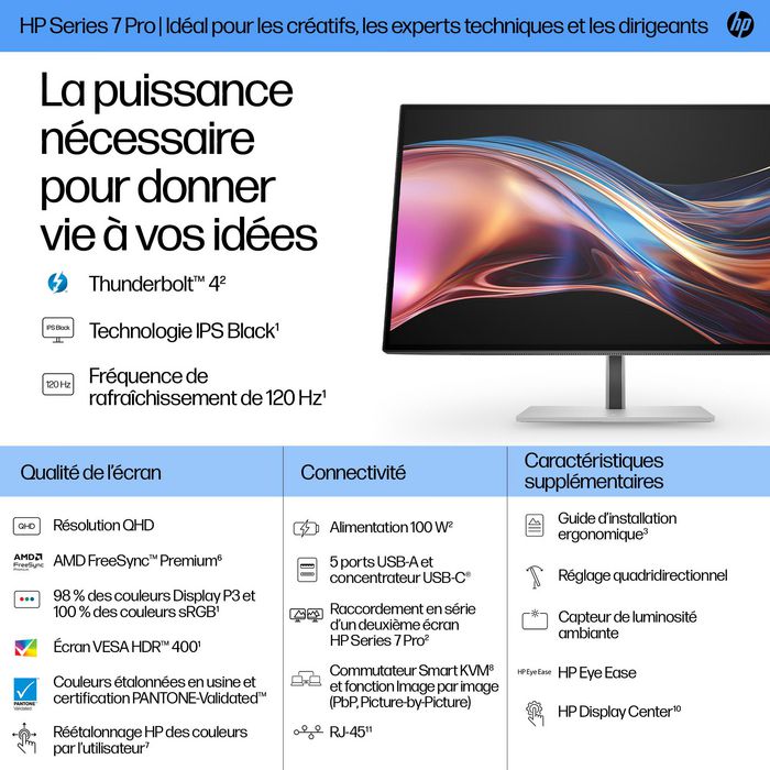 HP Écran QHD Thunderbolt 4 HP Series 7 Pro 27 pouces - 727pu