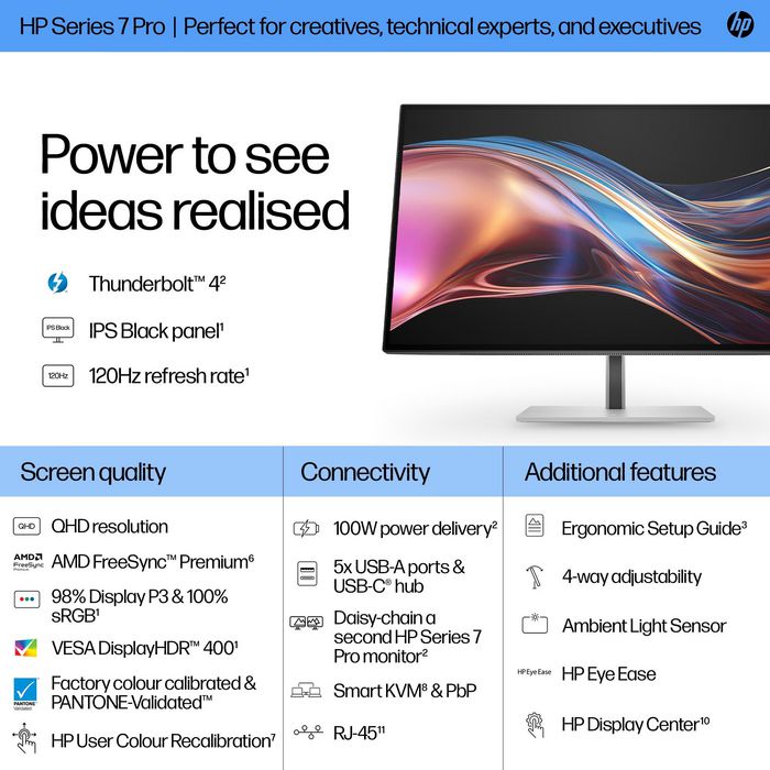 HP Écran QHD Thunderbolt 4 HP Series 7 Pro 27 pouces - 727pu
