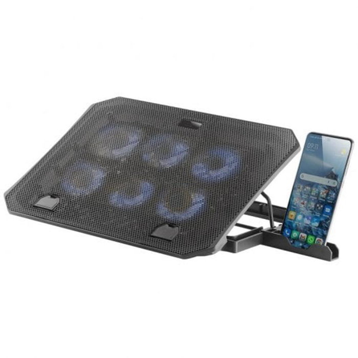 Mars Gaming MNBC23 : Base de Refroidissement pour PC Portable jusqu'à 16", 6 Ventilateurs LED Bleu, Structure Acier et Aluminium