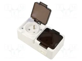 ABEX Socle d'alimentation AC 2P+PE 16A 250V blanc