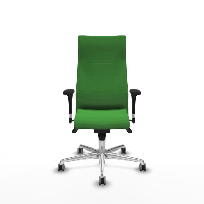 Piqueras Y Crespo Sillón Albacete avec mécanisme synchrone, tissu vert et base aluminium