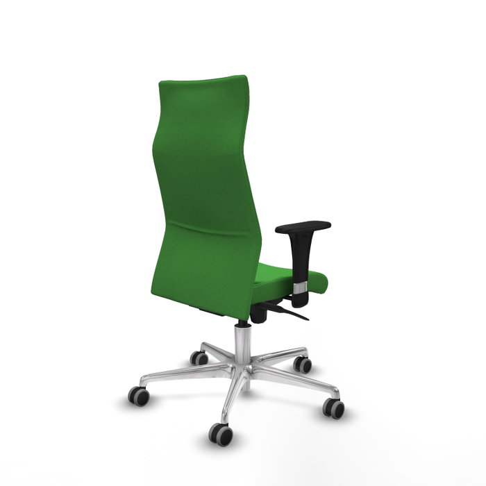 Piqueras Y Crespo Sillón Albacete avec mécanisme synchrone, tissu vert et base aluminium