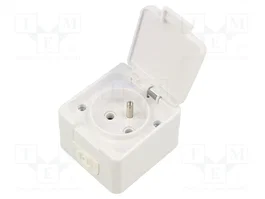 ABEX Socle d'alimentation AC 2P+PE blanc 16A IP44