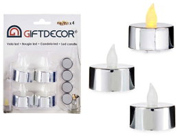 GIFTDECOR Set de 4 bougies LED Plata avec piles