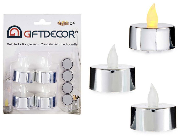 GIFTDECOR Set de 4 bougies LED Plata avec piles GIFTDECOR Set de 4 bougies LED Plata avec piles