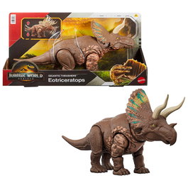 Mattel - Figure de Dinosaure Eotriceratops Jurassic World avec Actions d'Attaque - Figurine Articulée de 35,6 cm - Jouet pour Enfants de 4 Ans et Plus - Référence JGB93