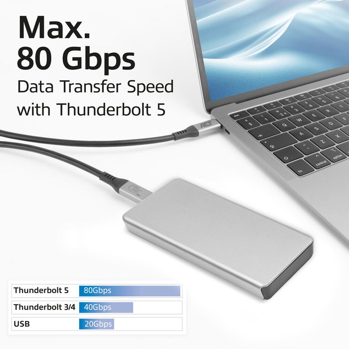 ACT Connectivity AC7452 Câble USB4 80 Gbps Type-C Thunderbolt 5 240W EPR 1,5m Noir